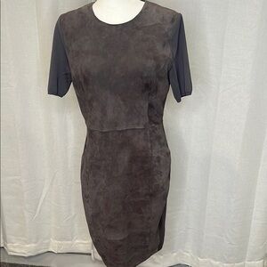 Elie Tahari Gray Sheath Mini Dress Short Sleeve Crew Neck size 10